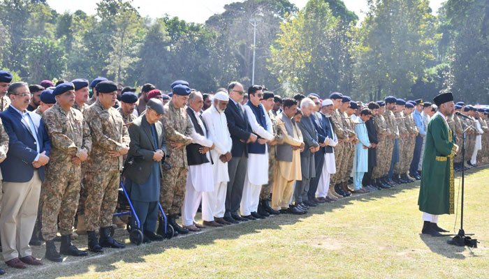 افغان جارحیت کیخلاف وطن کے دفاع میں جان قربان کرنیوالے شہدا کی نماز جنازہ ادا کردی گئی