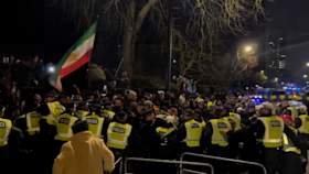 Protest outside Iranian embassy in London, several arrests