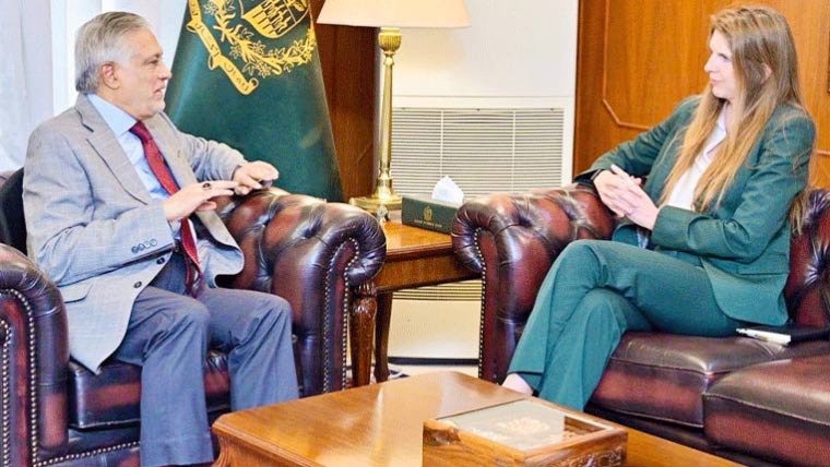 اسحاق ڈار سے برطانوی ہائی کمشنر کی ملاقات، پاکستان کے ثالثی کردار کی تعریف